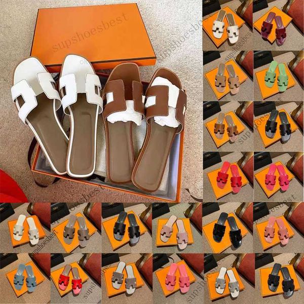 

2023 sandales fashion sandals genuine leather for women slippers summer luxury flat slides ladies summer beach sandal party wedding oran sli, Black