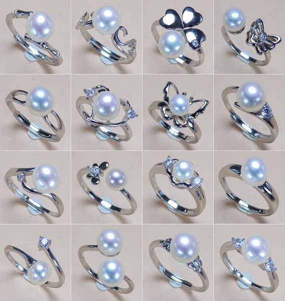 

classic 100 genuine freshwater pearl ring for women fashion 925 silver jewelry adjustable zircon ring fashion jewelry wedding gif4892399, Golden;silver