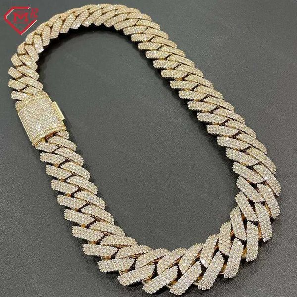 

rapper chain 24mm mens vvs moissanite hip hop jewelry 925 sterling silver miami cuban moissanite chain