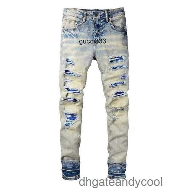 

street torn personalized amirly man new denim pants patch jeans fashion high designer jeans men's trousers pants 02ac, Blue