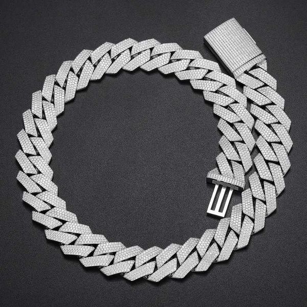 

master rocks 18mm 925 sterling silver iced out necklace 4 rows moissanite cuban link chain