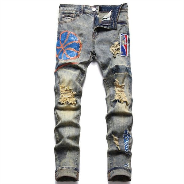 

mens designer jeans embroidery of cobra distressed ripped biker skinny slim fit motorcycle bikers denim for men fashion hip hop pants 3 colo, Blue
