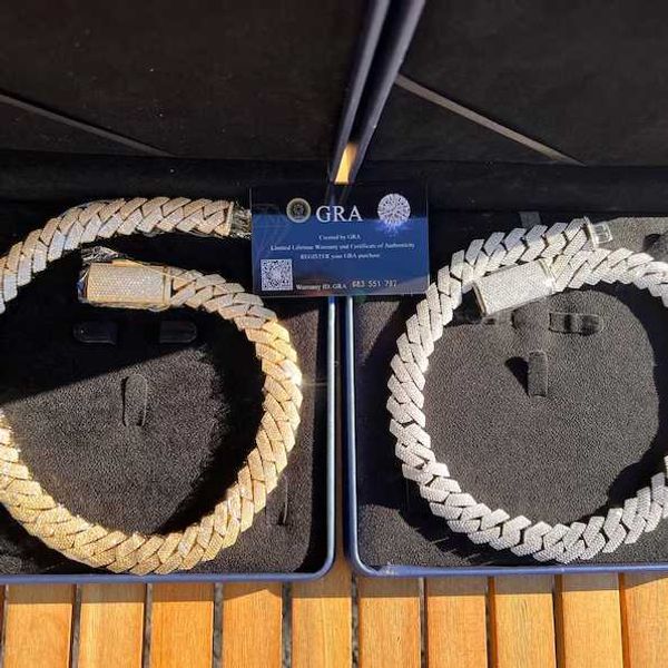 

master rocks jewelry sparking bling 18mm 925 sterling silver 4 rows vvs moissanite cuban link chain