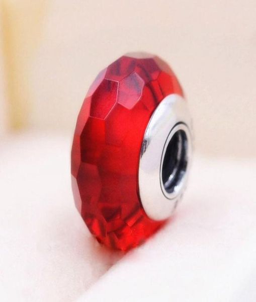 

2pcs 925 sterling silver red faceted murano glass beads fit jewelry charm bracelets & necklace4371522, Crystal