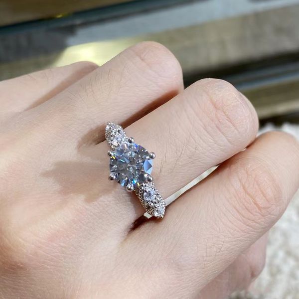 

new simple luxury designer 925 high carbon diamond sterling silver ring high end super glitter women jewelry wedding gift without box highes