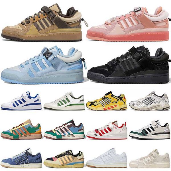 

shoes bad bunny x forum buckle 84 low men women benito blue tint core black cafe yellow cream outdoor sports