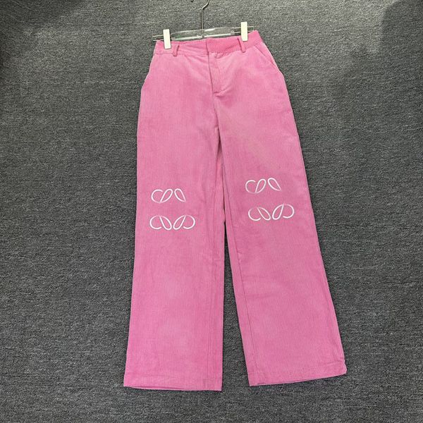 

letters embroidery women pants charming pink corduroy woman trousers high waist street style pants, Black
