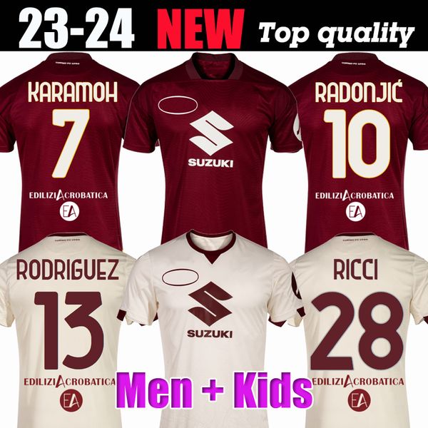 

23 24 torino limited edition soccer jerseys 2023 2024 zaza t. sanabria lukic pellegri singo ricci suzuki football shirts men uniforms, Black;yellow