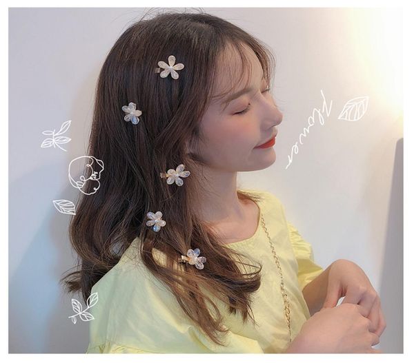 

korean fashion hair accessories cute barrette flower imitation pearls hair clip kawaii hairpin floral crystal hairclip new clips f5508518, Golden;silver