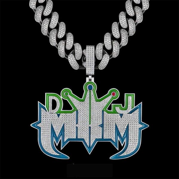 

hip hop jewelry glowing in dark iced out pendant personalize custom vvs moissanite luminous letter name pendant necklace, Silver