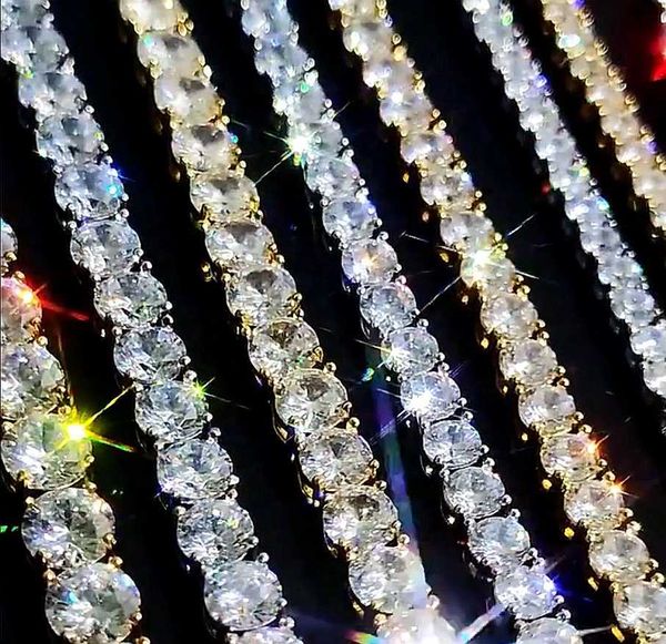 

hip hop 10k 14k 18k gold mossanite tennis chain vvs 2mm 3mm 4mm, Silver