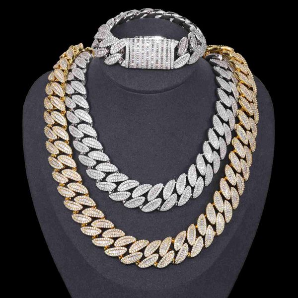 

luxury 20mm vvs baguette moissanite cuban link chain 925 sterling silver heavy iced out hip hop jewelry miami cuban necklace