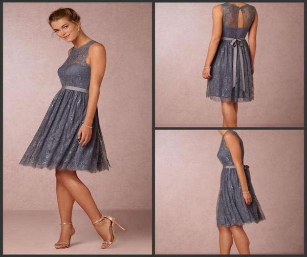 

2019 new short knee length bridesmaid dresses aline sash grey lace bridesmaids gowns vintage wedding guest party dresses 137636861, White;pink
