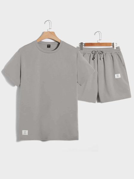 

men's clothing men patched detail drawstring waist shorts, White;black