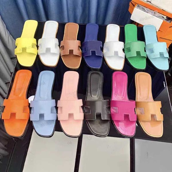 

luxury designer leather ladies sandals summer flat shoes fashion beach women slippers letter drag lady slides slipper womens with box and du, Black