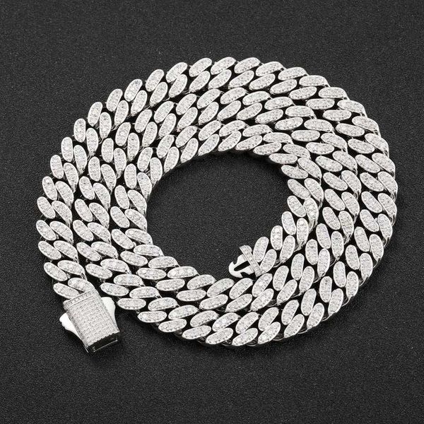 

trendy fine hip hop 10mm iced out man jewelry moissanite pass diamond tester with gra certificates cuban chain rapper necklace, Silver