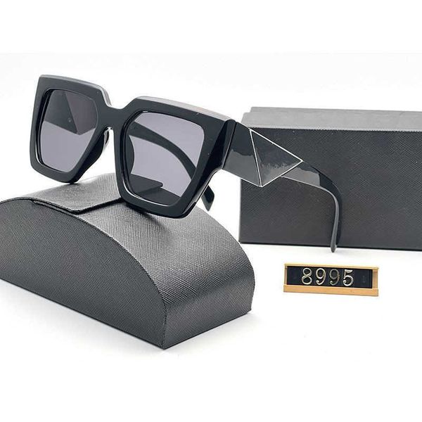 

men's designer new sunglasses women's large frame thin uv protection letter mirror leg triangle label sunscreen glasses, White;black