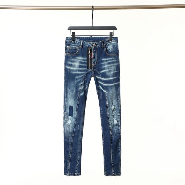 

men's long jeans stretch slim hip hop style jeans d12, Blue