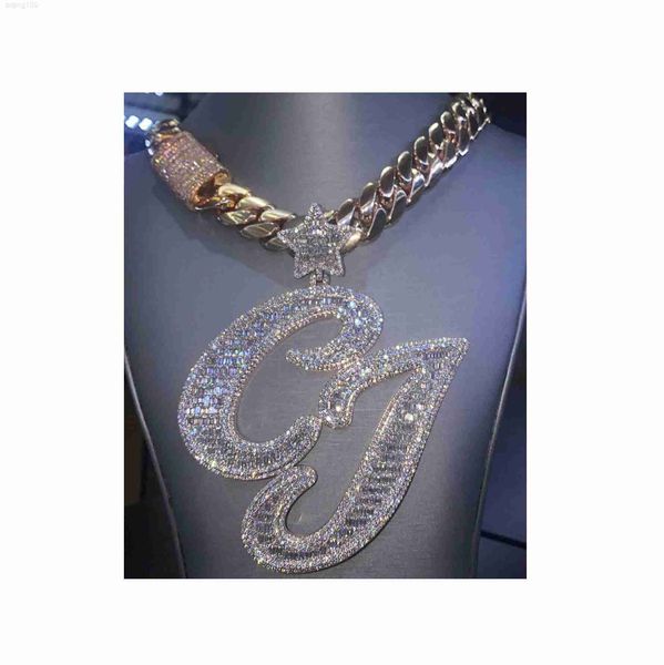 

hip hop round cut moissanite studded diamond pendant handmade iced out charm letter pendant at factory price 925 ster;ing silver