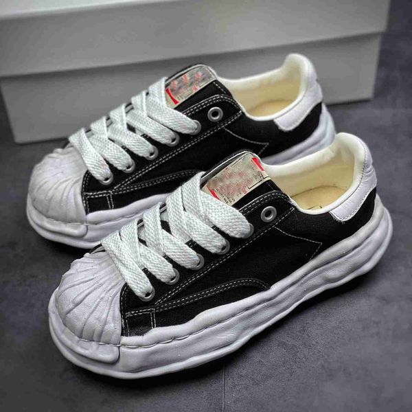 

shoes maison mihara yasuhiro men's dissolved shell head mmy shoes thick soled youth breathable shoes new couple., Black