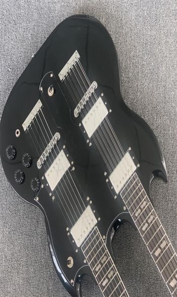 

double neck electric guitar 6 12 strings black customizable2386422