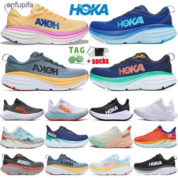 

2023 hoka bondi 8 clifton 8 running shoes men women designer hokas og one carbon x2 cloud kawana 9 low mesh luxury lightweight breathable sn, Black