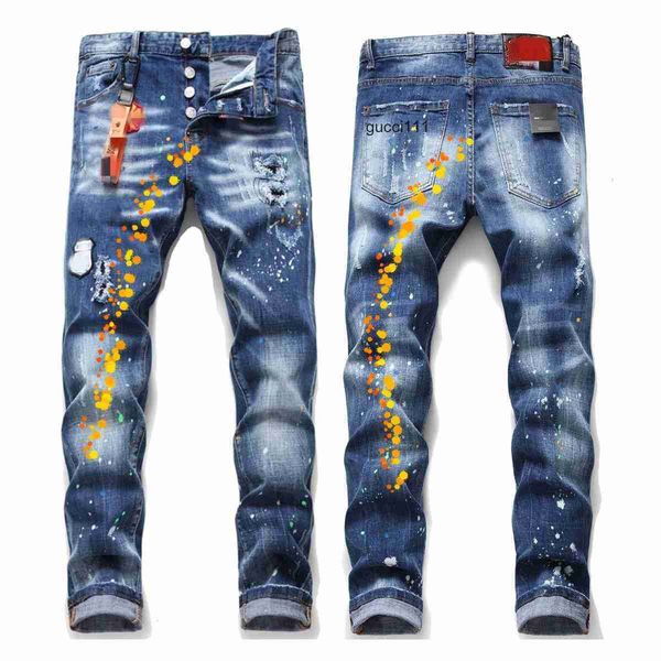 

men d2 denim dsq dsquare pants 2 mens embroidery jeans jeans stree mens jeans luxury designer fashion denim holes trousers mens clothing 104, Blue