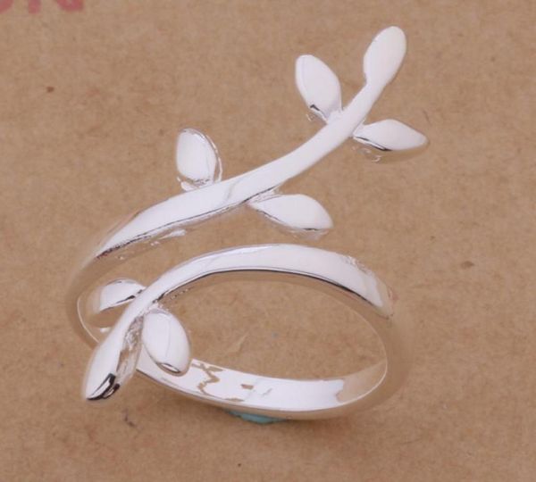 

selling women039s jewelry adjustable ring 925 sterling silver plated charming leaf shaped silver ring 10189780270