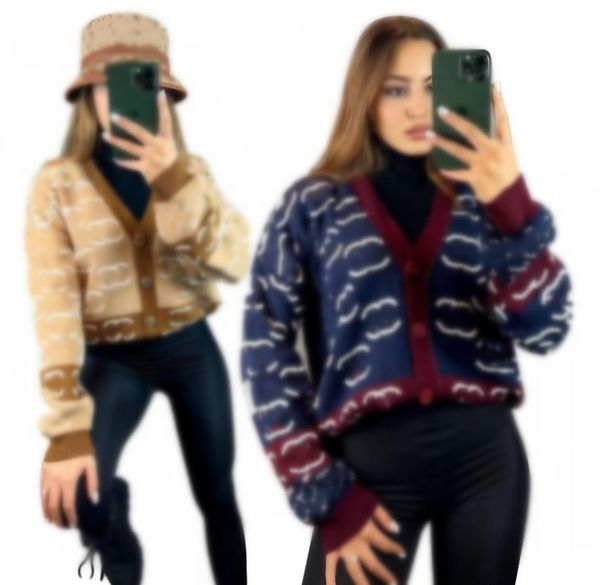 

women sweaters casual v-neck loose jacket cardigan luxury chan letter brand designer sweater oversized dress, White;black