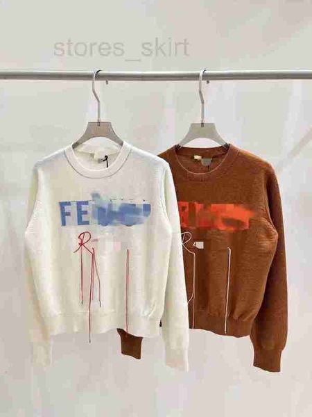 

women's knits & tees designer fd 23 early autumn new product letter jacquard embroidery design thin knitwear casual versatile pullover, White