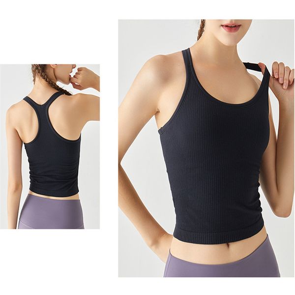

lulul women's summer yoga ebbto street sleeveless backless outdoor chest padded nude high waist quick dried sports tank yoga outfit lul