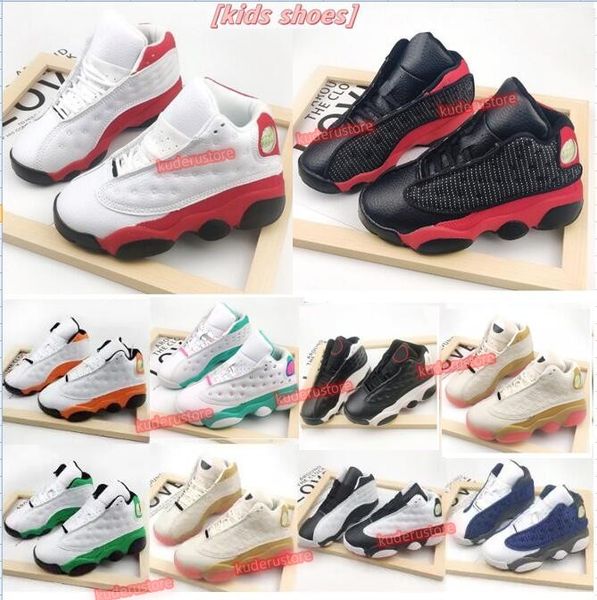 

toddler 13s flint baby small kids basketball shoes 13 bred black cats infant sports sneaker boy and girl children athletic size 22-35