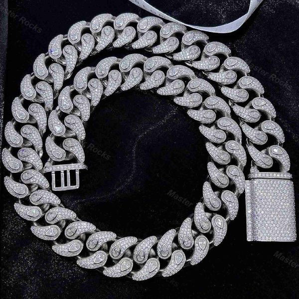 

pear and round cut customize cuban links iced out silver moissanite cuban competitive price diamond chain miami cuban link