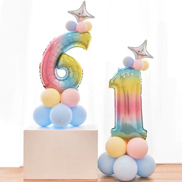 

new 30-inch digital aluminum balloon creative style party gradient digital column balloon set
