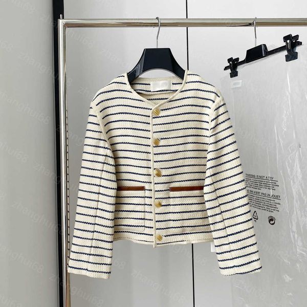 

23ss womens jacket womens designer clothing new fall/winter cotton and leather striped jacket women clothes, Black;brown