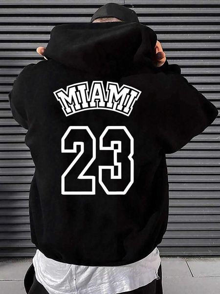 

men 's fashion sporsity men letter graphic drawstring lined hoodie, White;black