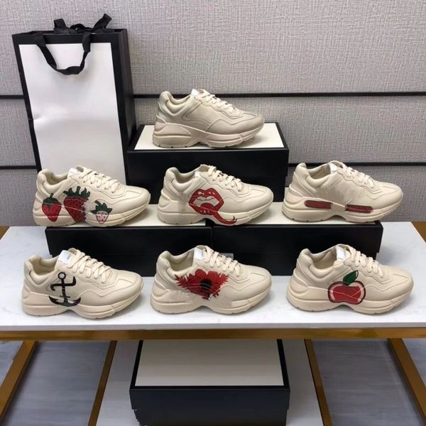 

rhyton sneaker designer shoes sneakers rhytons mens womens trainers vintage chaussures platform multicolor leather thick sole sneaker strawb