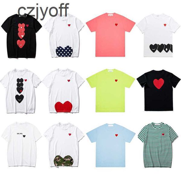 

men's t-shirts play mens t-shirts fashion designer red heart shirt casual t-shirt cotton embroidered embroidery short sleeve summer t-s, White;black