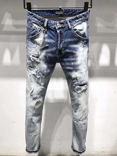 

ripped d2 dsq dsquare 2 phantom turtle classic fashion design man jeans hip hop rock moto mens casual jeans distressed skinny de ryx s, Blue