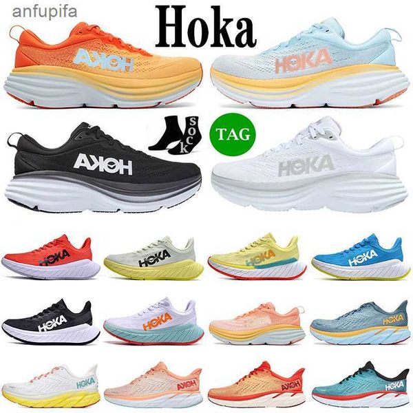 

2023 hoka one running shoes hokas bondi 8 carbon x2 clifton challenger atr 6 women men low mesh trainers triple white on cloud kawana sports, Black