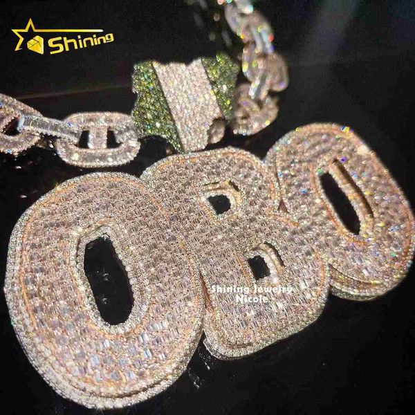 

bling popular custom made 925 sterling silver heavy hip hop d vvs baguette moissanite diamond large letter pendant