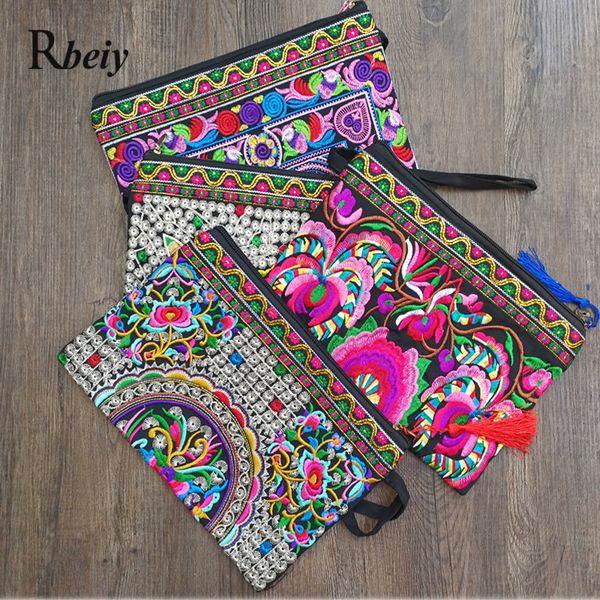 

evening bags bohemian women's bag embroidered canvas wallets with pattern vintage tassel purses casual ladies clutch 230721