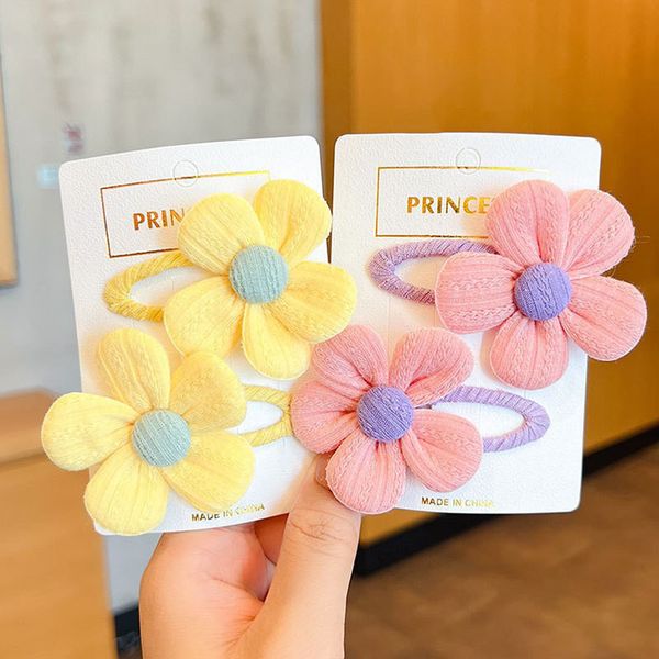 

fashion blogger designer jewelry children's cute fabric flower pair hairpiece temperament clip baby headwear clips barrettes wholesale, Golden;silver