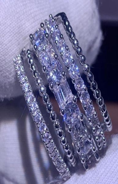 

sparkling promise ring vintage jewelry 925 sterling silvergold fill 5 rows white z cz diamond women039s fashion wedding ba1070943, Slivery;golden