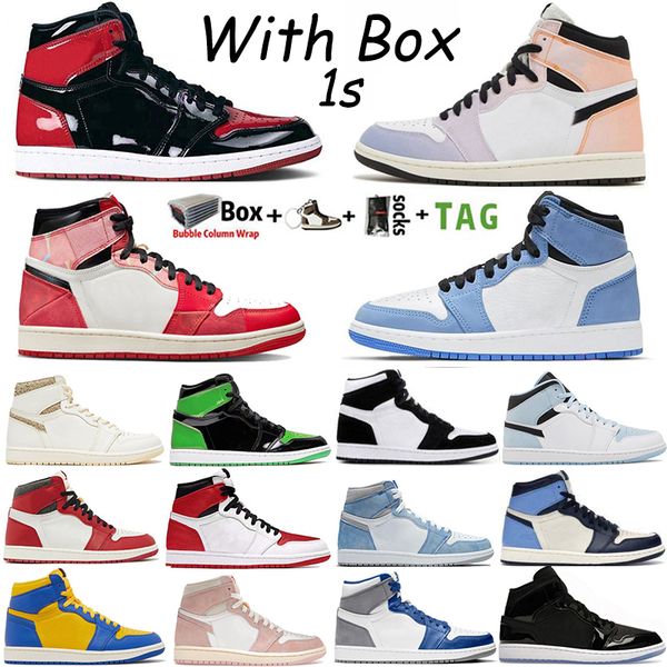 

with box mens basketball shoes jumpman 1 high og 1s spider-verse skyline washed pink unc toe bred patent starfish lost found men women sport