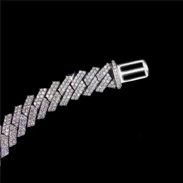 

hip hop custom 14mm 2 row iced out vvs1 moissanite diamond miami cuban link chain, Silver