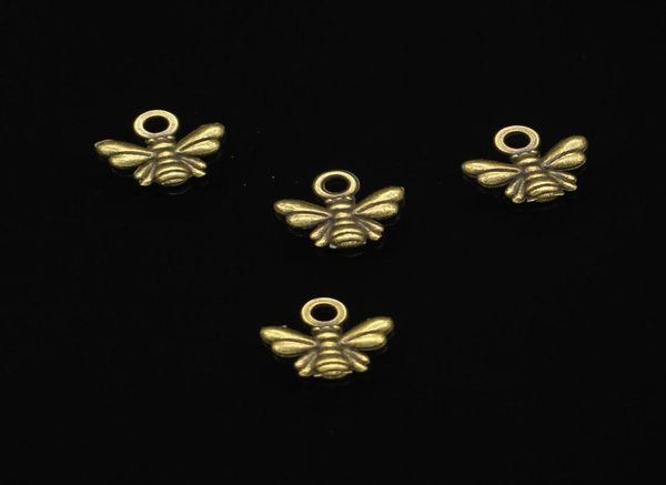 

600pcs zinc alloy charms antique bronze plated bee charms for jewelry making diy handmade pendants 1011mm9648792, Bronze;silver