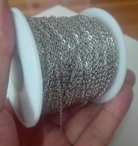 

new factory 100mroll strong silver tone thin with 2mm oval cross chain stainless steel jewelry finding chain marking diy ho8216214