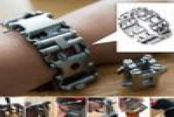 

link chain travel friendly wearable multitool men women stainless steel jewelry adjustable bangle bracelets drop6189565, Black