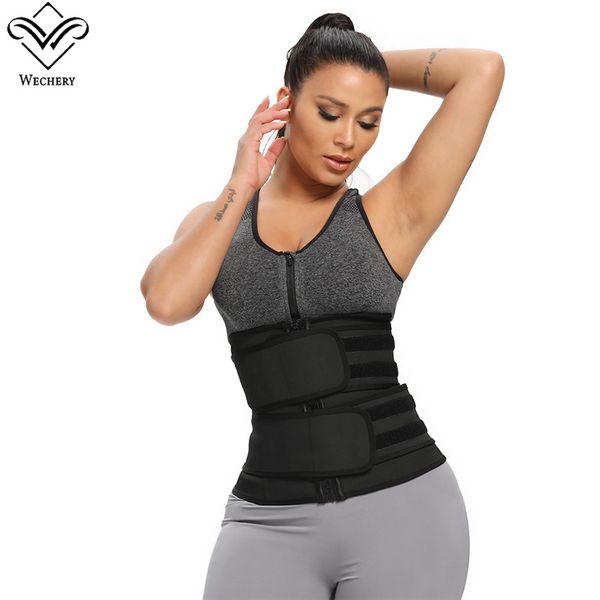 

tummy control body shaper weight loss belly corset sauna slim belt two belts support back 9 steel bones waist trainers, Black;white